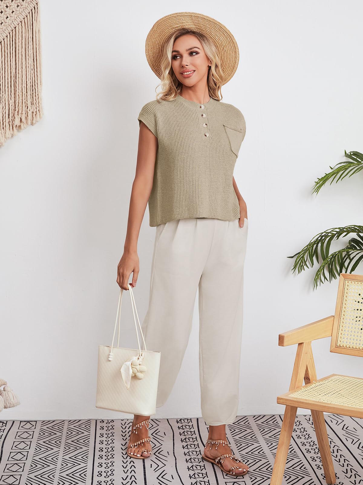 Women's Two Piece Outfits - Cozy Knit Lounge Sweater Set with High Waisted Pants, Casual Pullover Top & Bottom Matching Set 2024 | Perfect for Home Relaxation, Yoga and Coffee Dates
