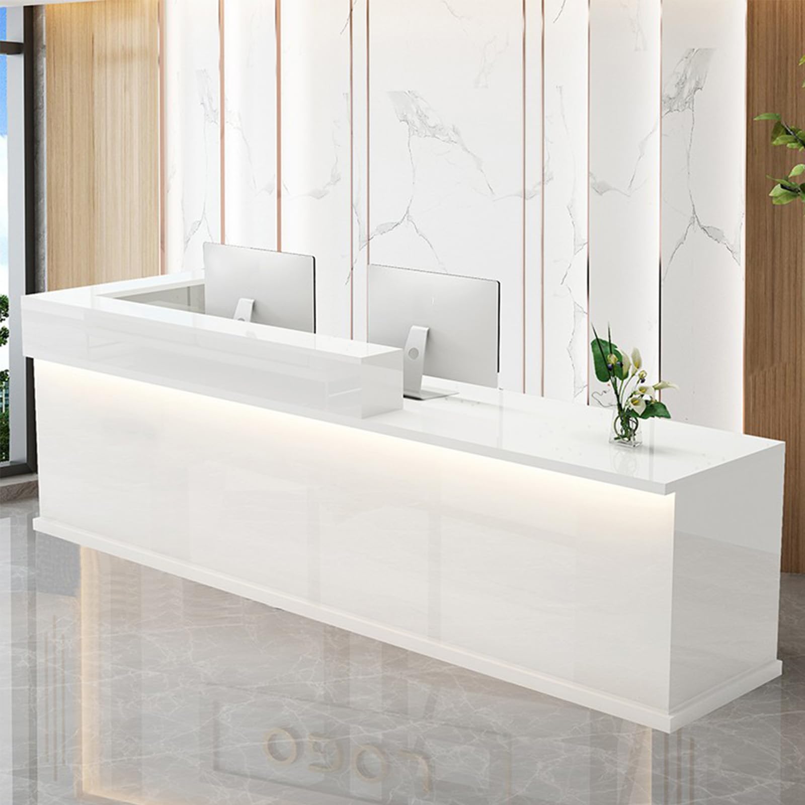 Modern Reception Counter Desk with Lockable Drawer - 23.62
