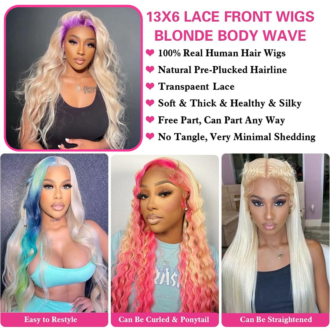 613 Blonde 13x6 Lace Front Wig Human Hair - 200% Density Body Wave with Pre-Plucked Hairline & Bleached Knots | Transparent Lace Frontal Wig 30 Inch for Daily Wear, Parties & Special Occasions
