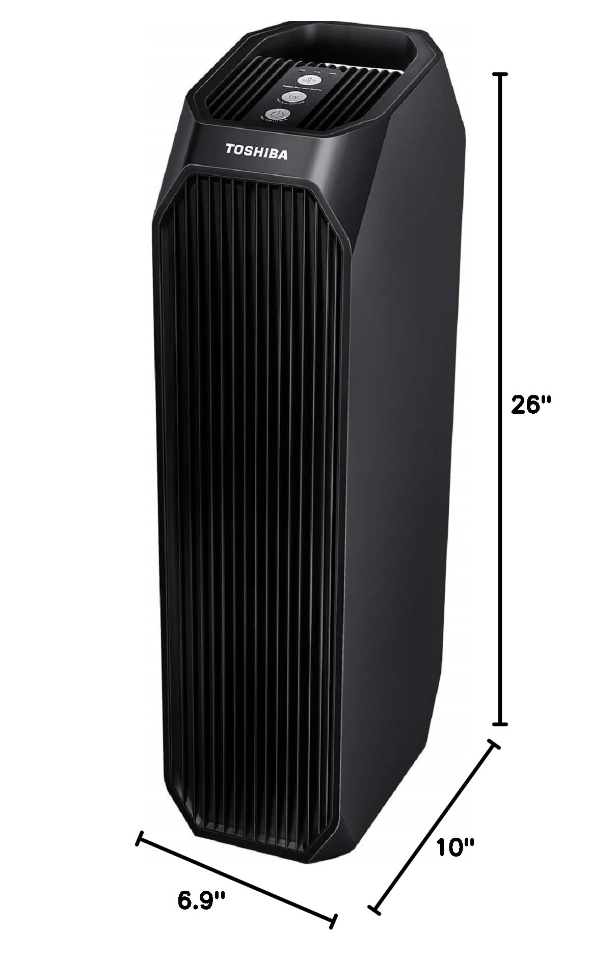 Toshiba CAF-W36USW Air Purifier with UV Light Sanitizer - Eliminates Smoke, Dust, Odors, Pollen & Pet Hair - Ideal for Home, Office & Bedroom Use - Black