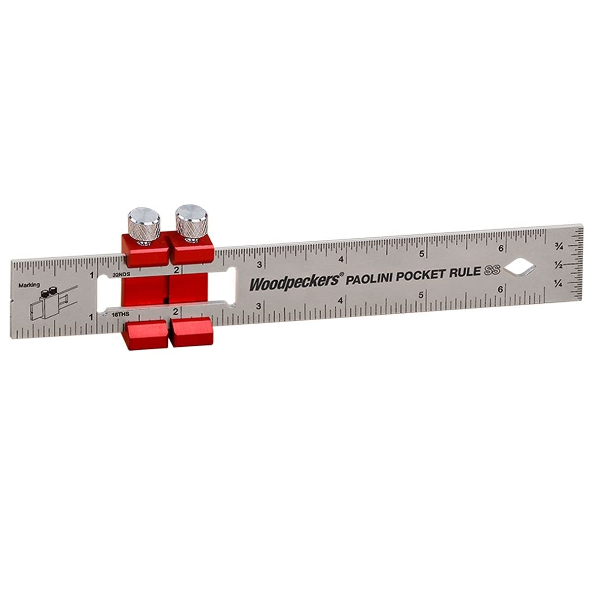 Woodpeckers Paolini Pocket Rules - 6 Inch/150mm Stainless Steel Woodworking Ruler with Slide Stops | Precision Measuring Tool for Carpentry, DIY Projects & Metalworking