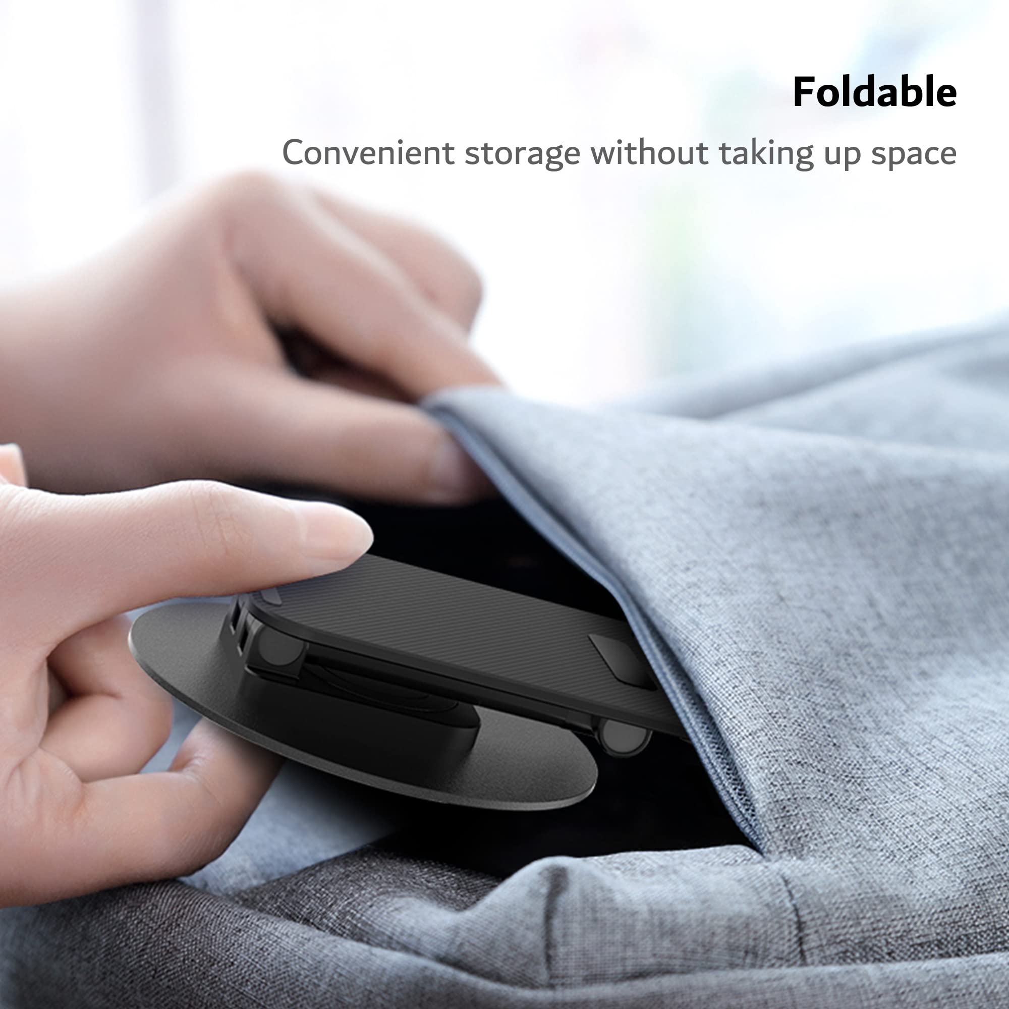 PZOZ 360° Rotating Phone Stand for Desk - Adjustable iPhone & Smartphone Holder for Video Recording, Live Streaming, and Hands-Free Viewing - Perfect for Home, Office, and Travel (Black)