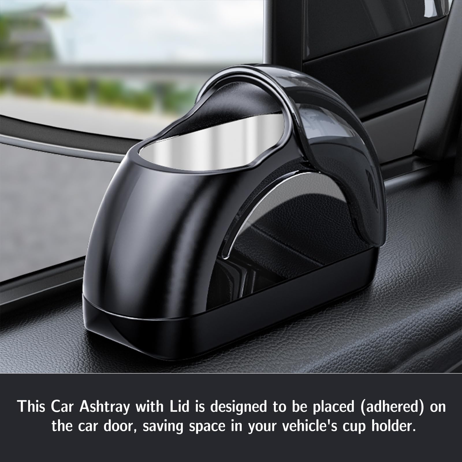 Premium Car Ashtray with Lid - Leakproof Auto Ash Tray for Car Door | Portable Vehicle Cigarette Ashtray for Smokers | Perfect for Road Trips, Commuting & Long Drives