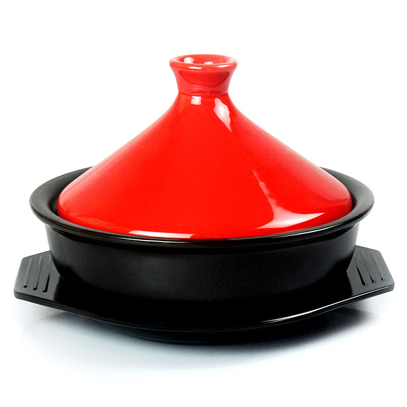 Qabinvoe Japanese Ceramic Casserole Pot - High Temperature Resistant Cooking Pot for Soup, Stew, Noodles & Medicinal Food - Microwave & Stovetop Safe Kitchenware (Red) - Perfect for Home Cooking, Camping & Traditional Japanese Cuisine