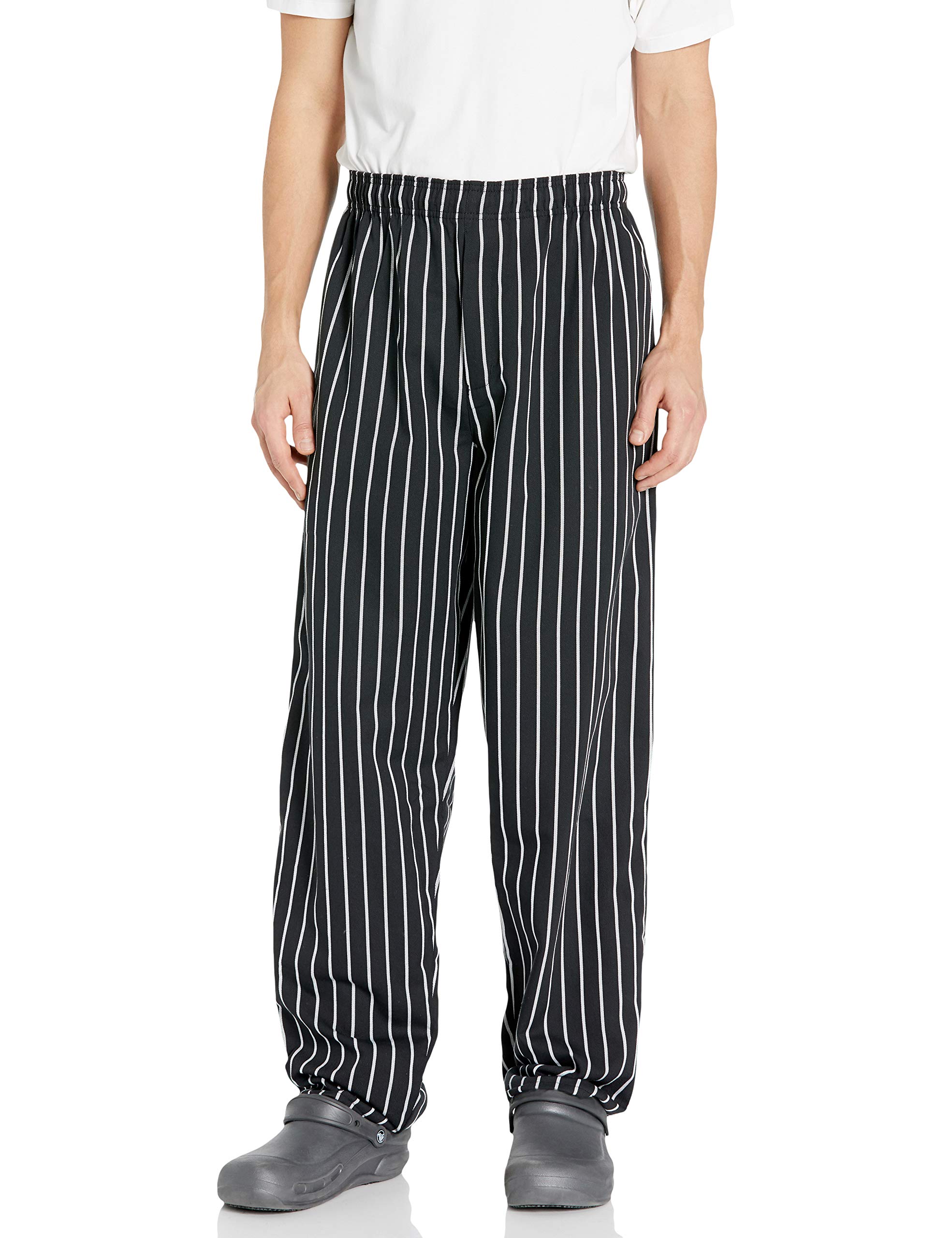 Unisex Baggy Chef Pants - Medium Size with Chalk Stripe Design | Comfortable & Stylish Kitchen Workwear for Professional Chefs & Home Cooking