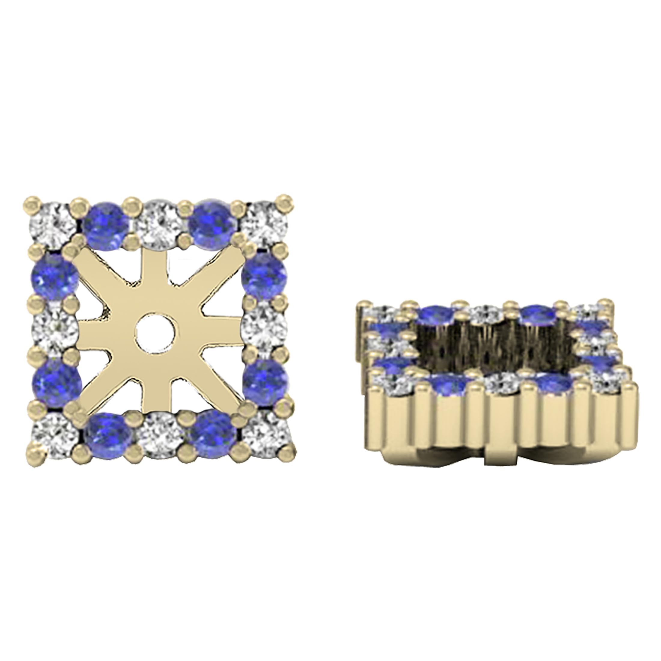 Dazzlingrock Princess Cut Gemstone Stud Earrings with Removable Jackets - 10K Solid Yellow Gold for Women - Perfect for Weddings, Parties & Special Occasions
