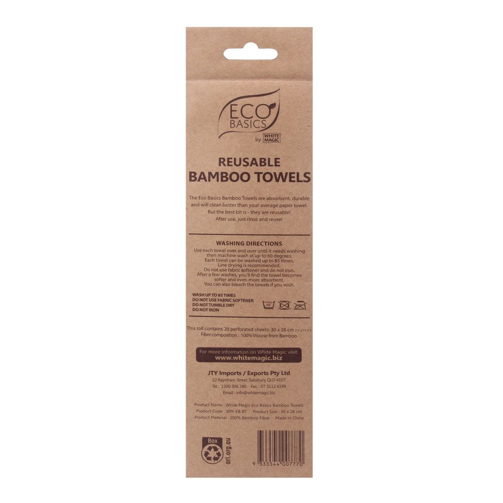 Eco-Friendly White Magic Bamboo Paper Towel Roll - 100% Biodegradable & Reusable Kitchen Towels for Sustainable Cleaning | Perfect for Home, Office & Camping Use