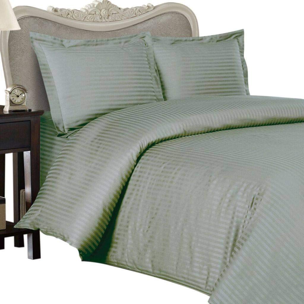 Premium 1500 Thread Count Egyptian Cotton Duvet Cover Set - California King Size, Sage Green Stripe | Luxury Bedding with 1 Duvet Cover & 2 Pillow Shams | Hypoallergenic & Breathable for All-Season Comfort | Perfect for Master Bedrooms, Guest Rooms & Hotel-Style Luxury