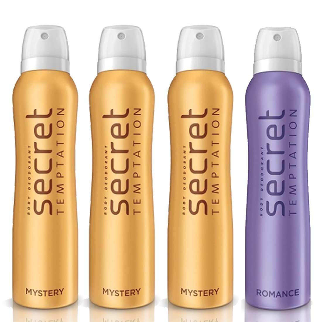 Secret Temptation 3 Mystery & 1 Romance Deodorant Spray for Women - Long Lasting Fragrance Body Mist for Date Night, Work & Everyday Freshness