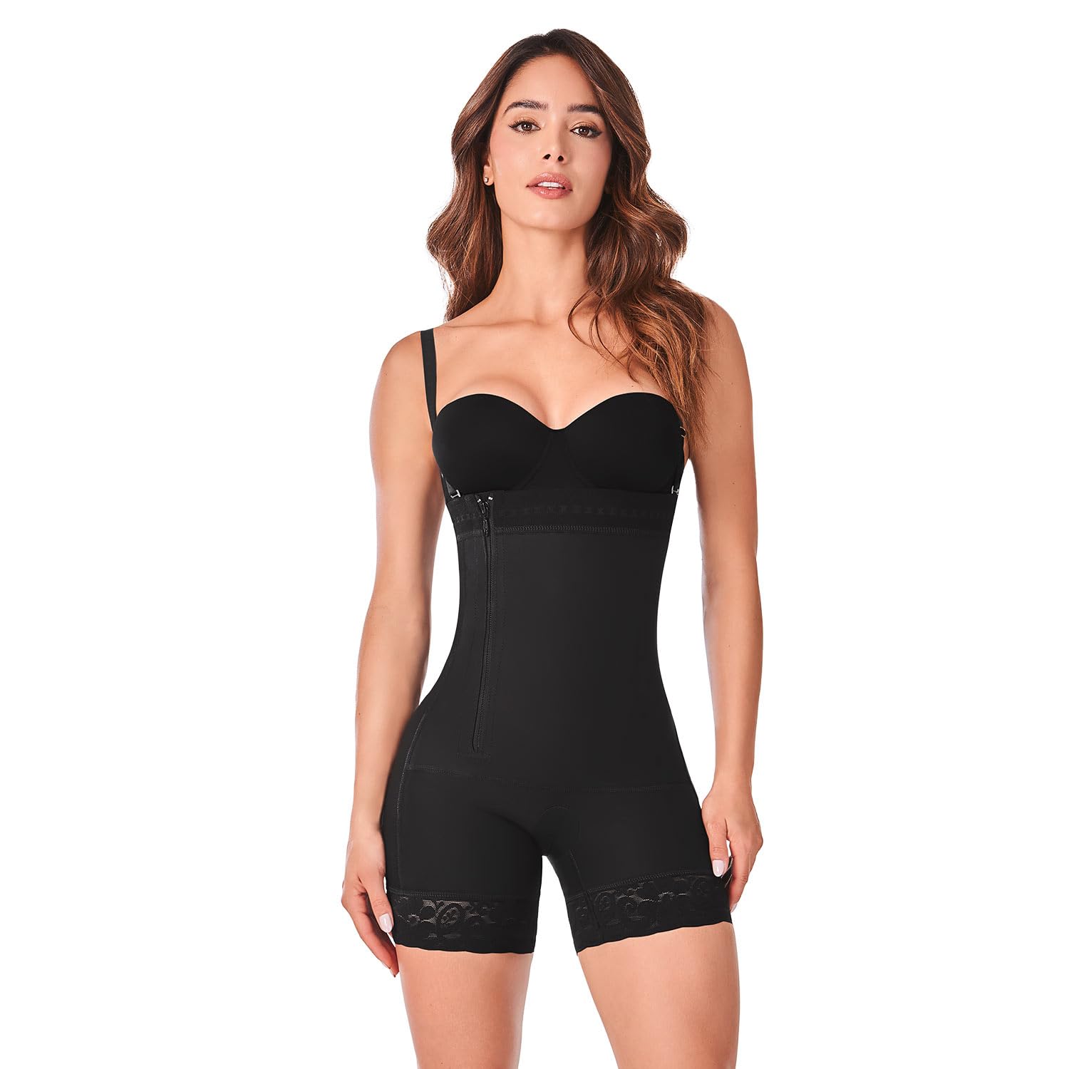 Ann Chery 3010 Strapless Knee-Length Girdle with Tummy Control - Side Zip, Adjustable Straps & Butt Lifting Shapewear | High Compression Waist Trainer for Women | Perfect for Wedding, Evening Dresses & Body Shaping
