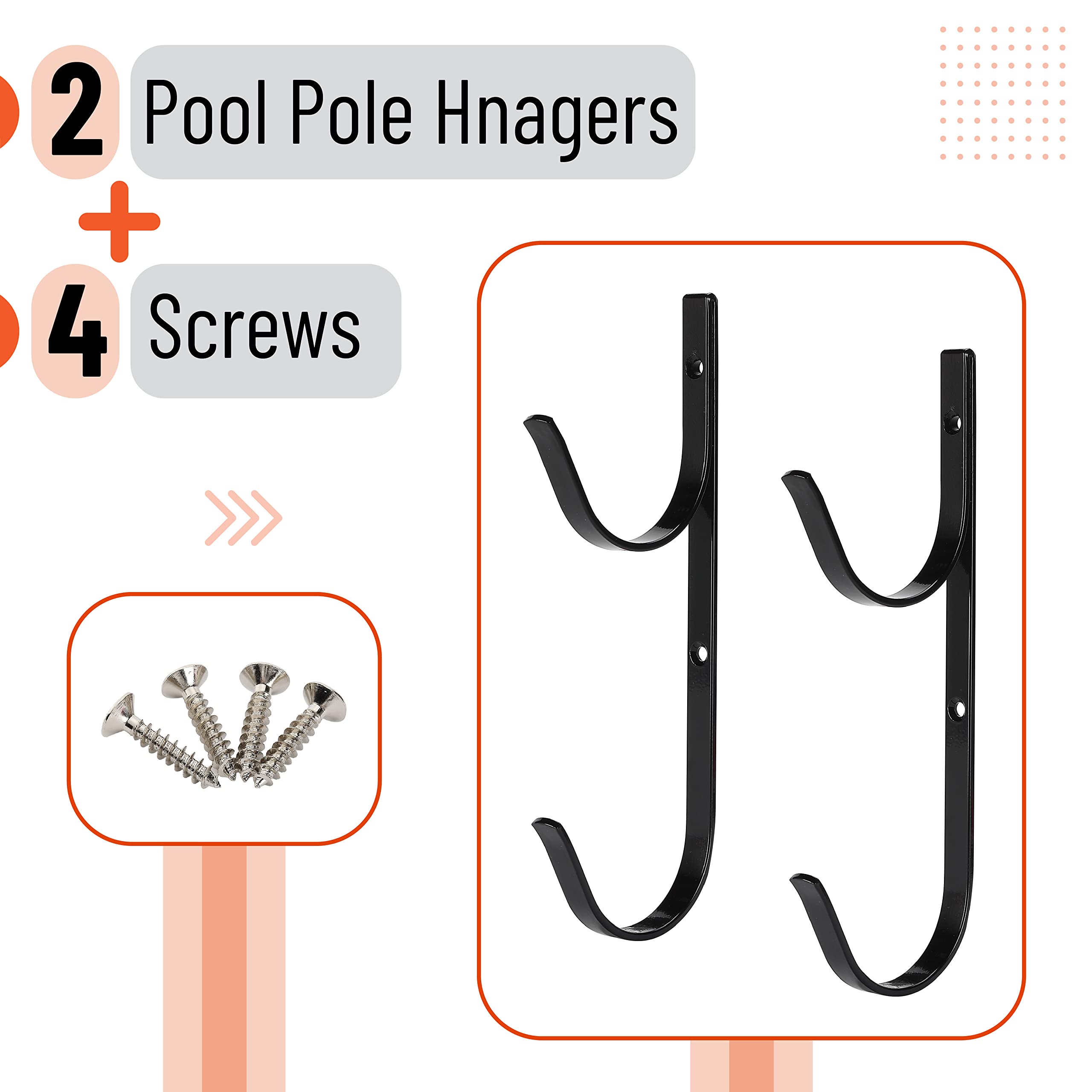 2 Pack UNCO Pool Pole Hanger - Heavy Duty Pool Hooks for Poles & Hoses, Durable Pool Equipment Hooks for Cleaning Tools & Supplies - Perfect for Inground & Above Ground Pool Accessories Organization