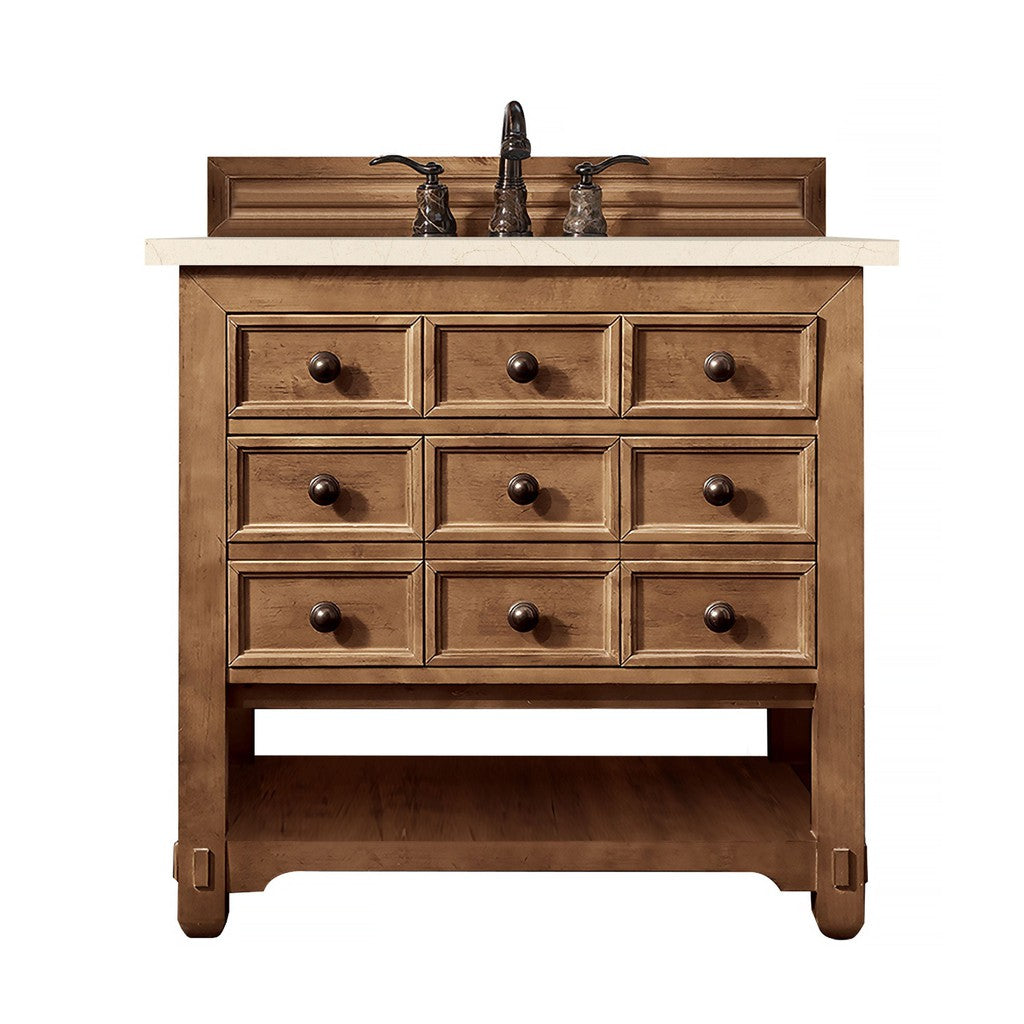 James Martin Vanities Malibu Collection 36-Inch Single Bathroom Vanity in Honey Alder with Countertop Options - Perfect for Modern Bathroom Remodeling and Home Renovation Projects