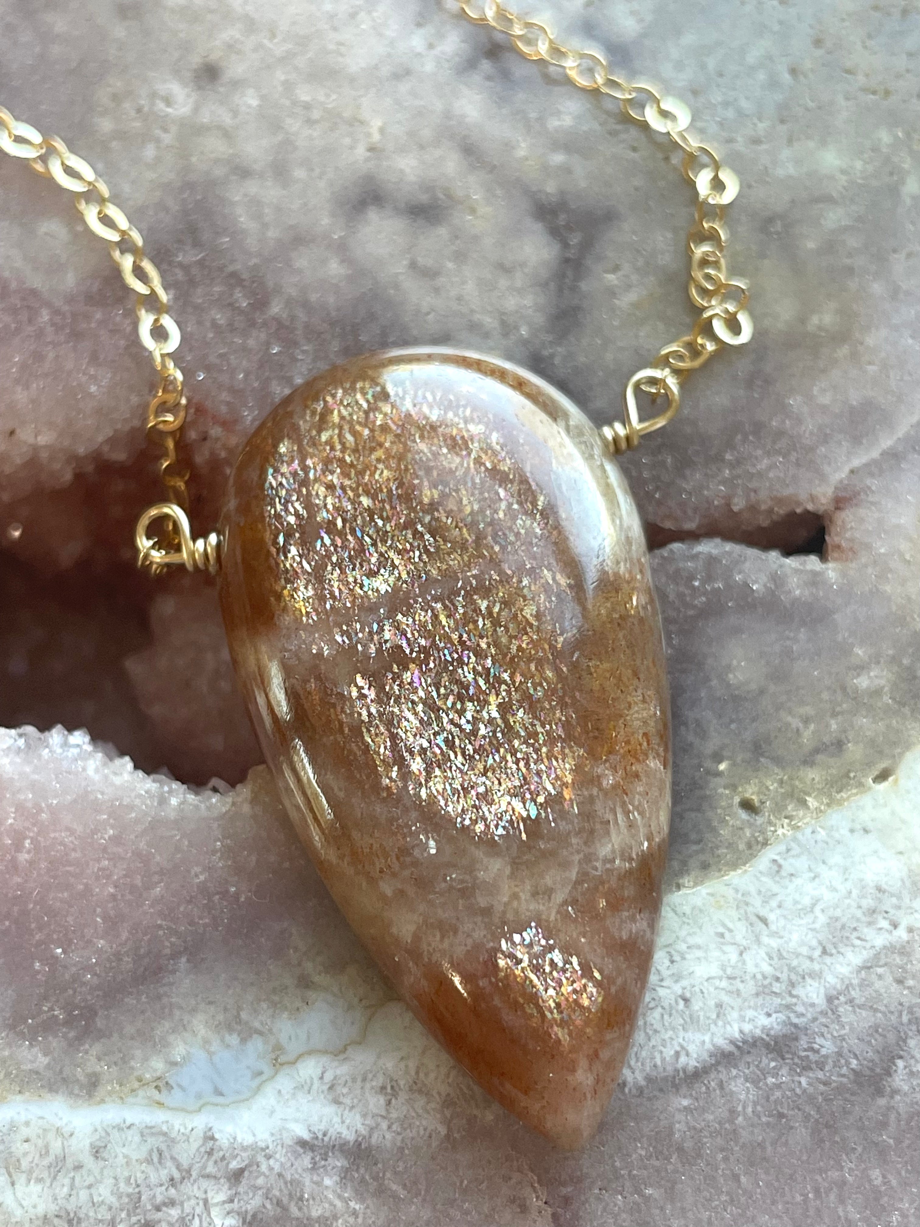 Custom Rainbow Lattice Sunstone Jewelry - Handmade Gemstone Pendant for Necklace or Bracelet - Perfect for Boho Fashion, Spiritual Healing & Unique Gifts