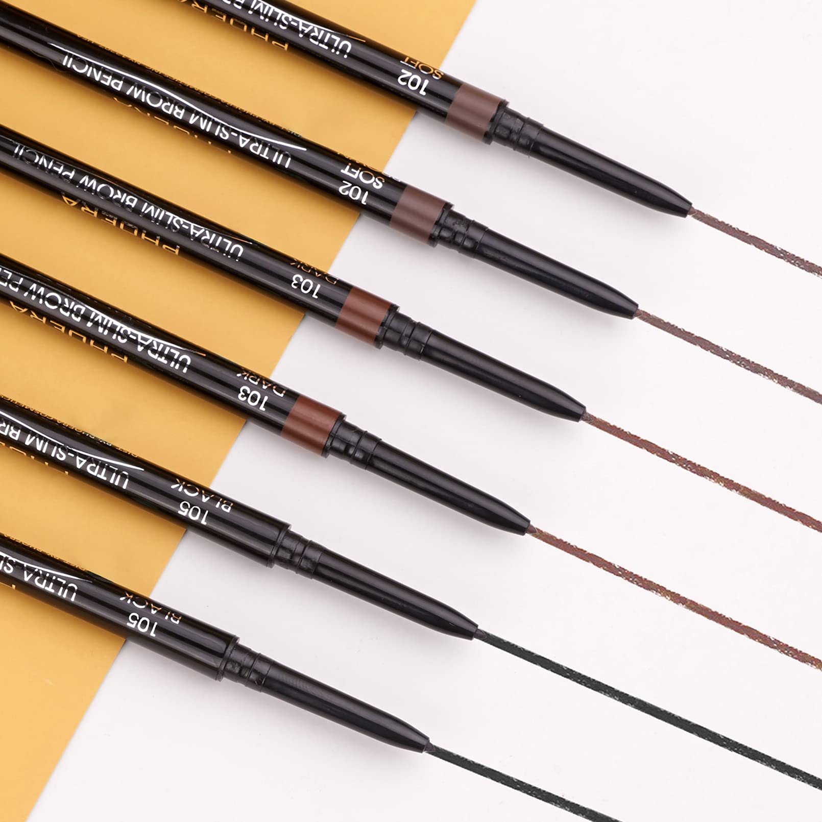 2 Packs Ultra Slim Eyebrow Pencil - Waterproof Micro Brow Definer with Eyebrow Razors, Long-Lasting & Precise Fine Tip for Perfect Brows (Dark Brown) - Ideal for Daily Makeup, Travel & On-The-Go Touch Ups
