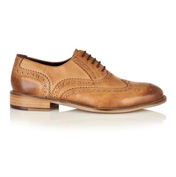 Stylish Tan London Brogues Gatsby Wide Fit Men's Shoes for Formal Events & Vintage Fashion