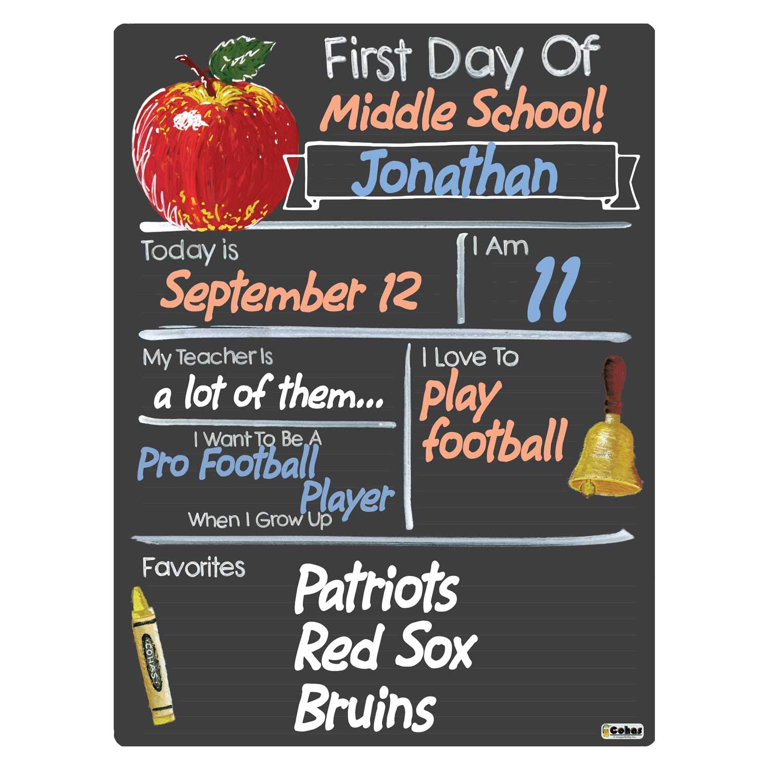 Pair of First and Last Day of School Chalkboard Milestone Boards - 15x20 Inch Reusable Sign with 3 Pastel Markers - Perfect for Back to School Photos, Kindergarten Graduation & Yearly Growth Tracking