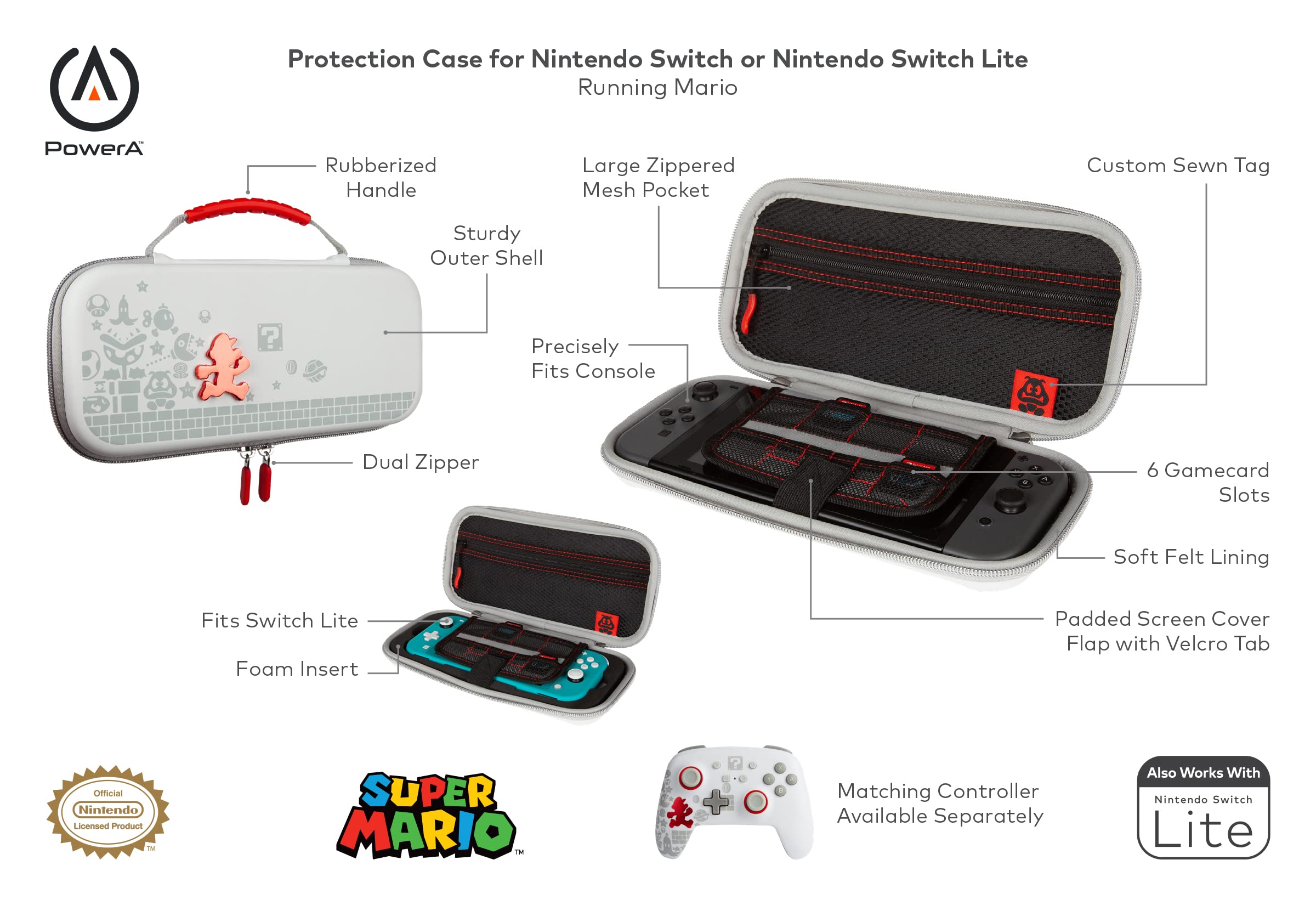 PowerA Protective Case for Nintendo Switch & Switch Lite - Durable Hard Shell Cover for Travel, Gaming On-The-Go & Console Storage