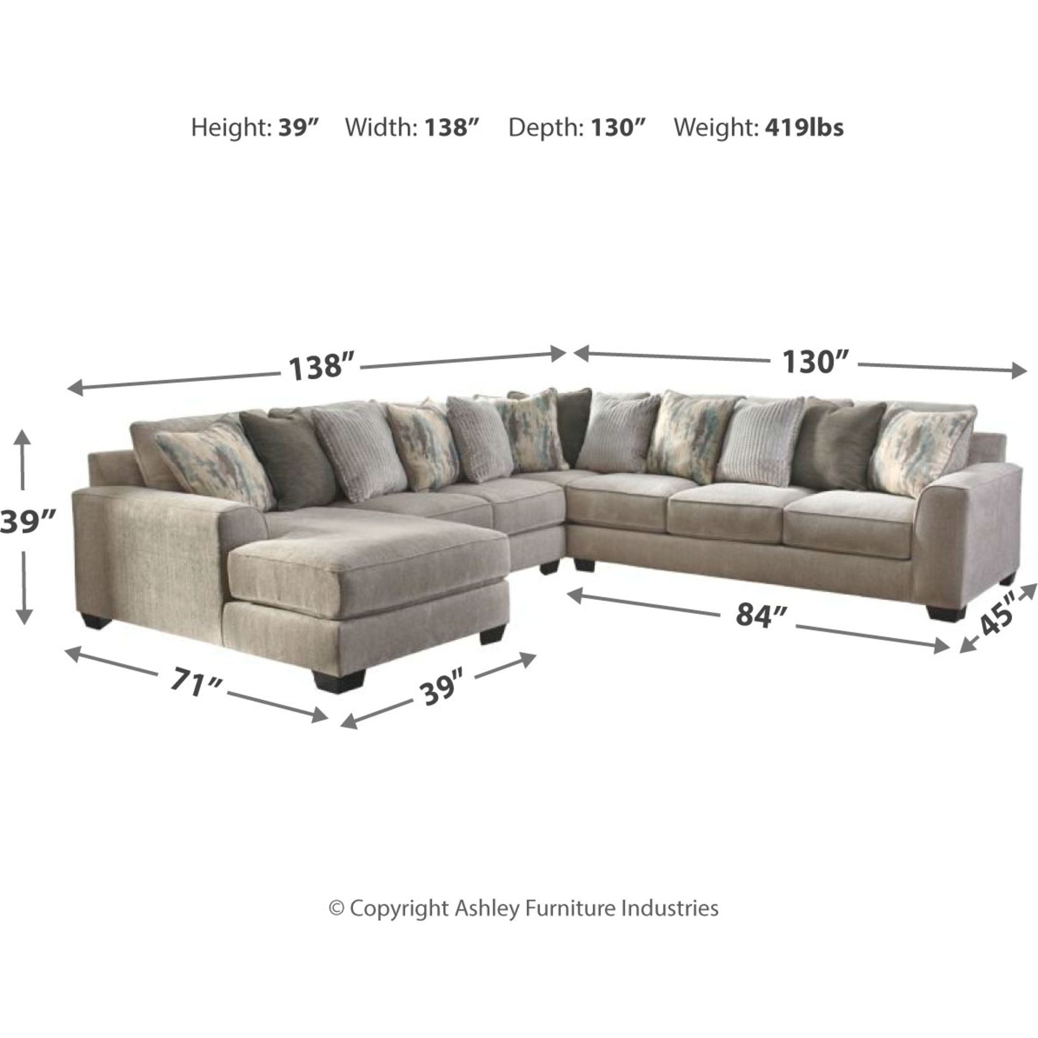 Ardsley 4-Piece Sectional Sofa with Chaise Lounge - Modern L-Shaped Living Room Couch for Small Spaces, Apartment & Family Gatherings