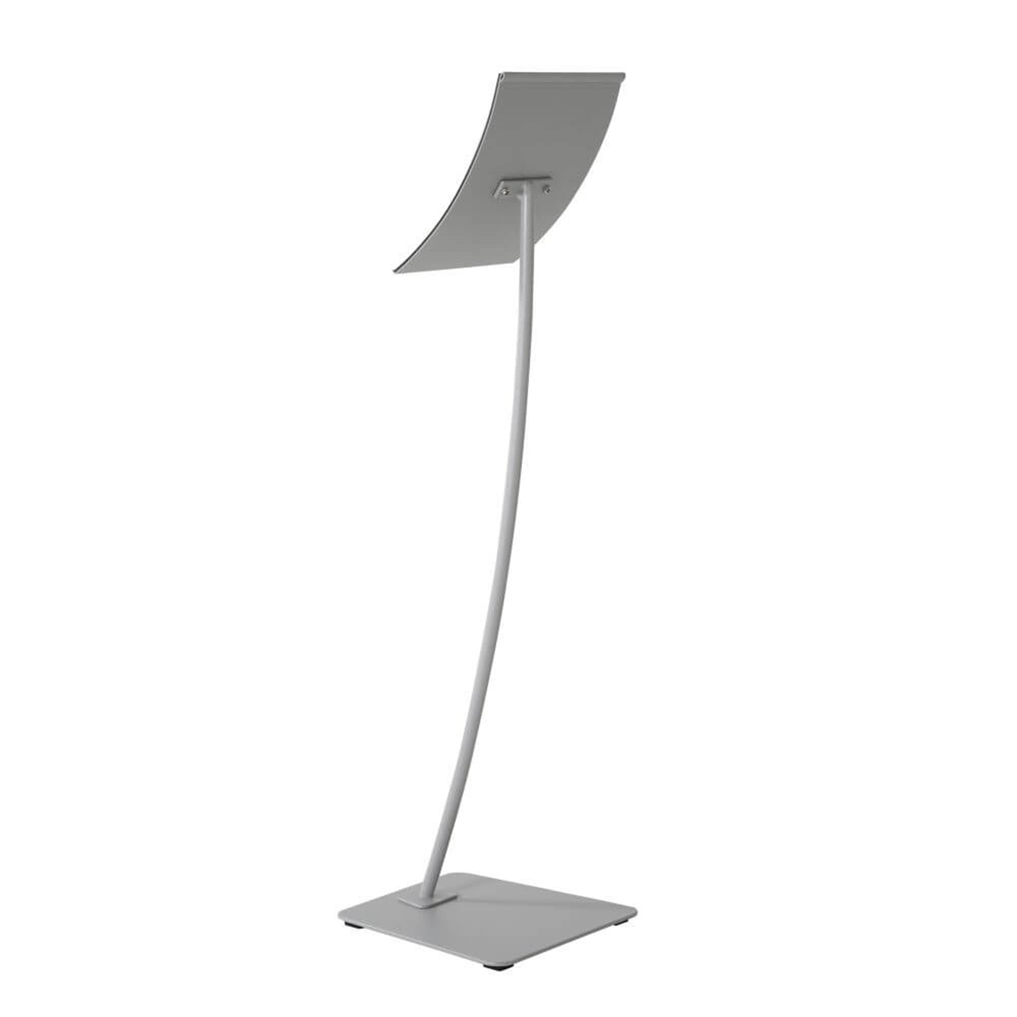 8.5x11 Inch Magnetic Brochure Holder - Curved Arc Menu Display Stand with Aluminum Pedestal for Business, Restaurant, Cafe & Hotel - Floor Standing Gray Poster Frame for Lobby, Reception & Counter Use