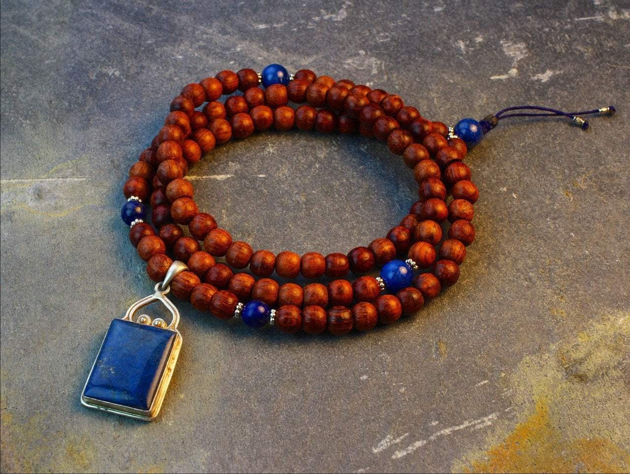 Natural Lapis Lazuli Healing Mala Beads Necklace - Meditation, Yoga & Spiritual Jewelry for Stress Relief & Positive Energy