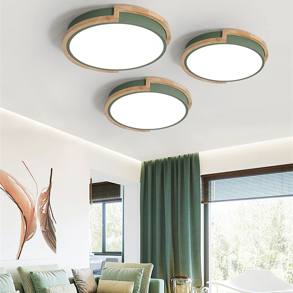 Ultra-Thin Modern Round LED Ceiling Light - White Flush Mount Lighting Fixture with Metal & Wood Design for Bedroom, Balcony, Corridor - Energy Efficient Home & Office Lighting Solution