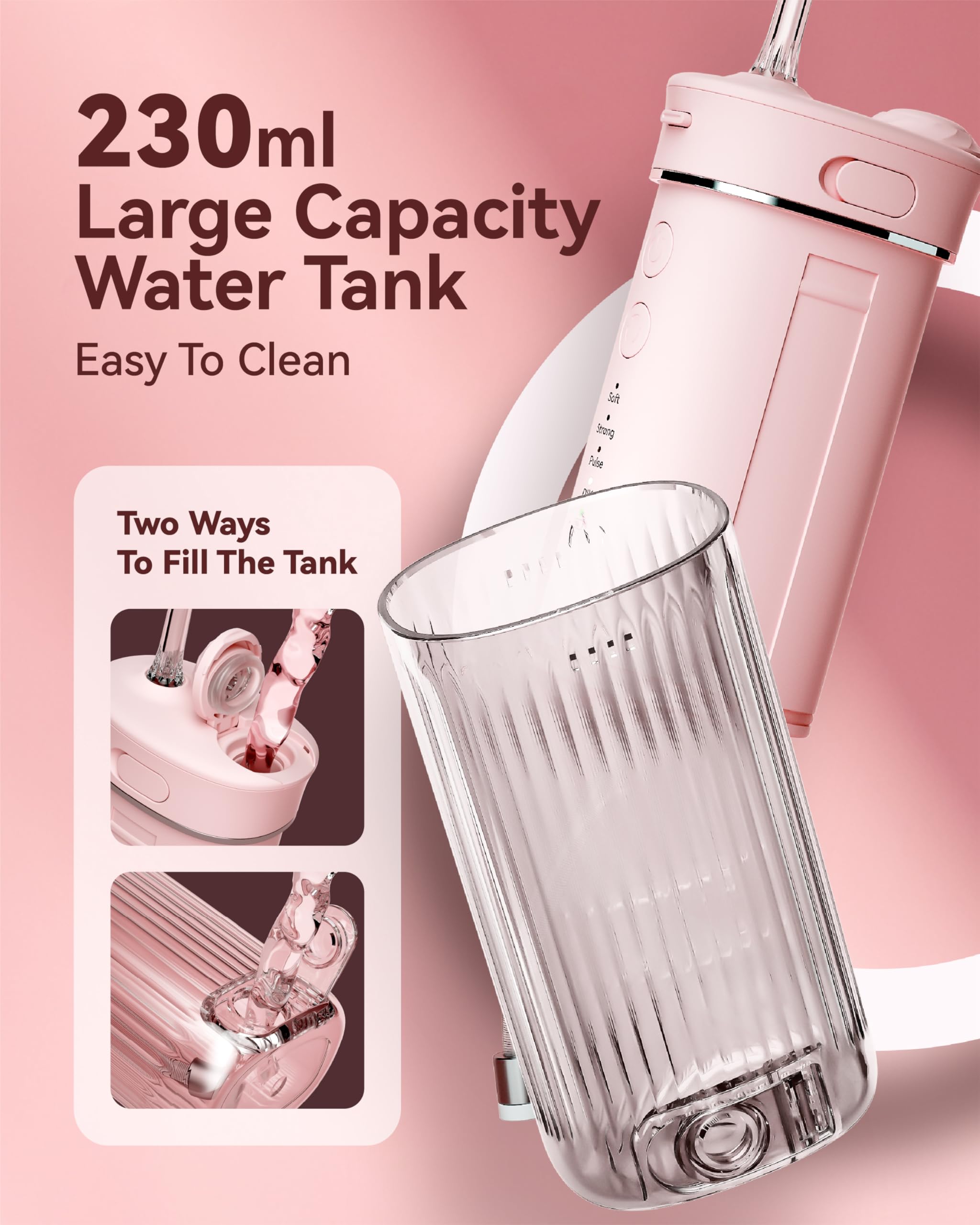 Portable Mini Water Dental Flosser - Teeth Cleaning Pick with Telescopic Water Tank, 4 Modes & Waterproof Design - Perfect for Braces, Bridges, Home & Travel Use - Ideal for Daily Oral Hygiene, Camping, and On-the-Go Dental Care