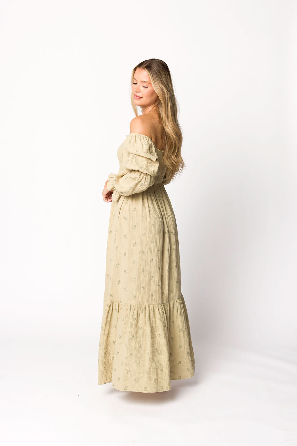 Emerson 100% Cotton Gauze Maxi Dress in Thyme - Bump Friendly Maternity Dress for Pregnancy, Nursing & Postpartum | Comfortable Summer Boho Dress for Beach, Vacation & Casual Wear