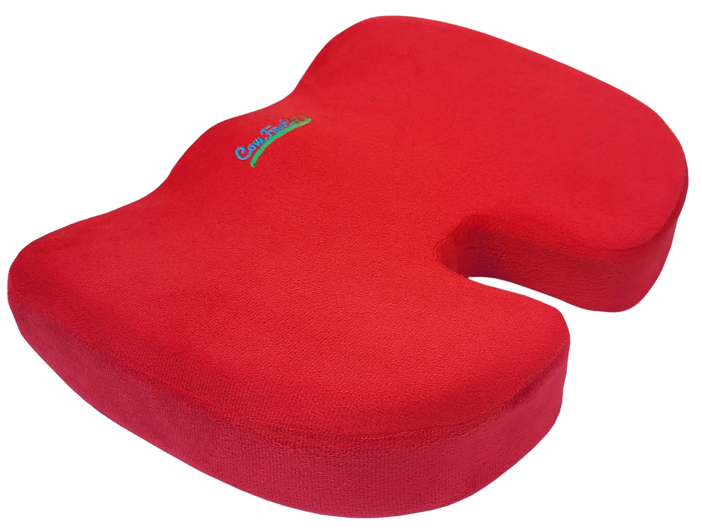 Premium Orthopedic Memory Foam Seat Cushion for Car, Office & Gaming Chairs - Coccyx & Tailbone Pain Relief - Sciatica Support Pillow for Sitting (Red Velvet) - Perfect for Long Drives, Work & Home Comfort