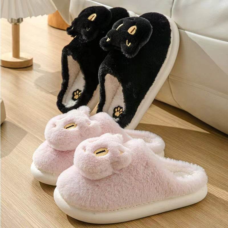 Cute Fluffy Cat Plush Slippers for Women - Soft Indoor House Shoes with Non-Slip Soles - Perfect for Home, Lounge, and Gift Giving