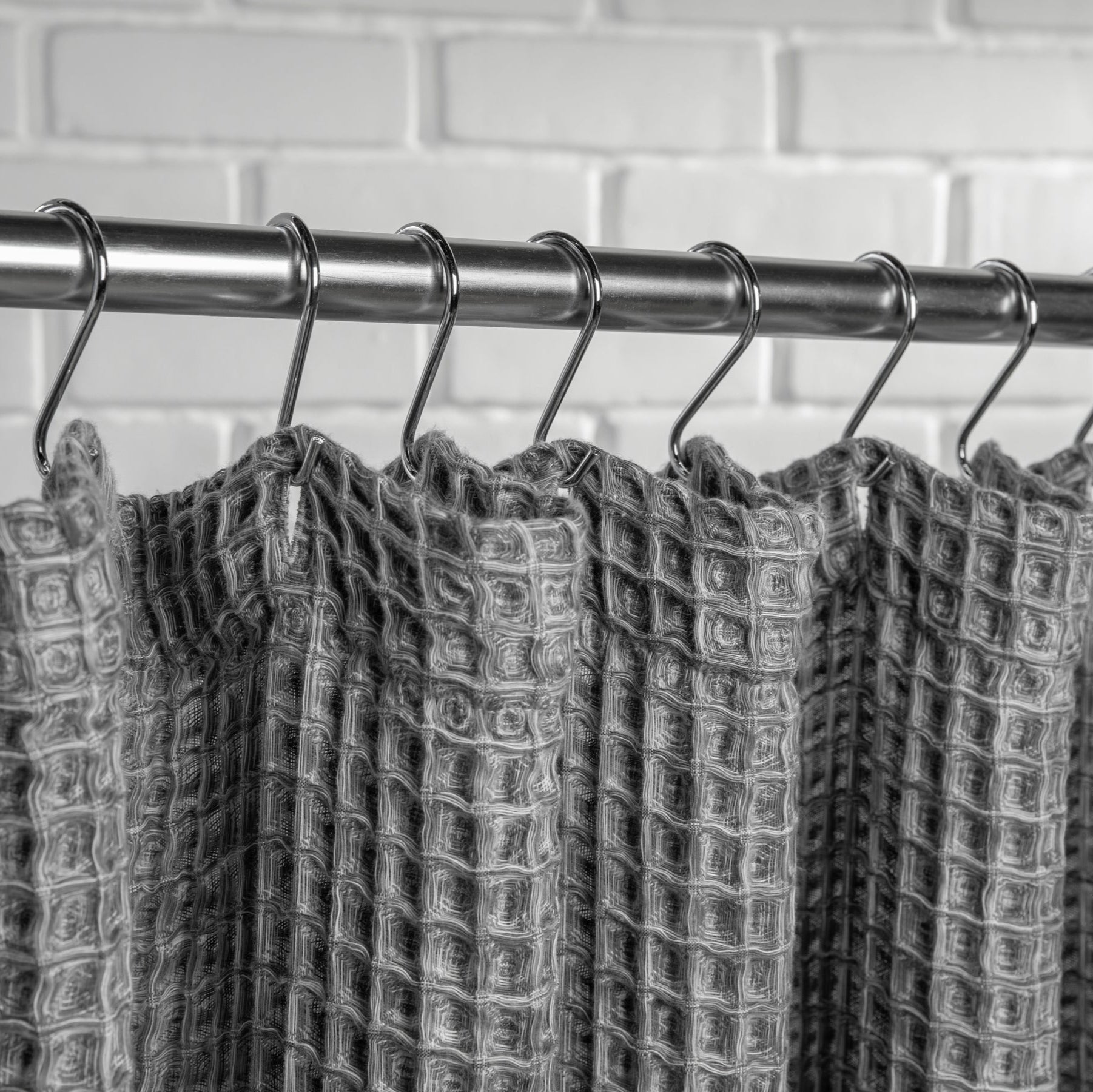 Grey Waffle Weave Shower Curtain - Textured Bathroom Decor for Modern Homes | Water-Resistant & Stylish