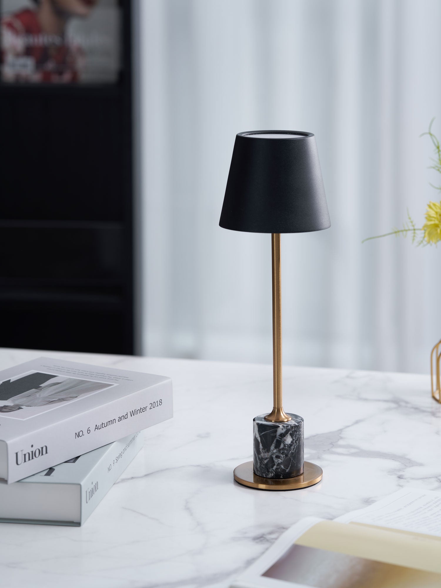 Lirio Mini Marble Table Lamp - Elegant Nightstand & Bedside Lighting for Bedroom, Living Room, Office Decor