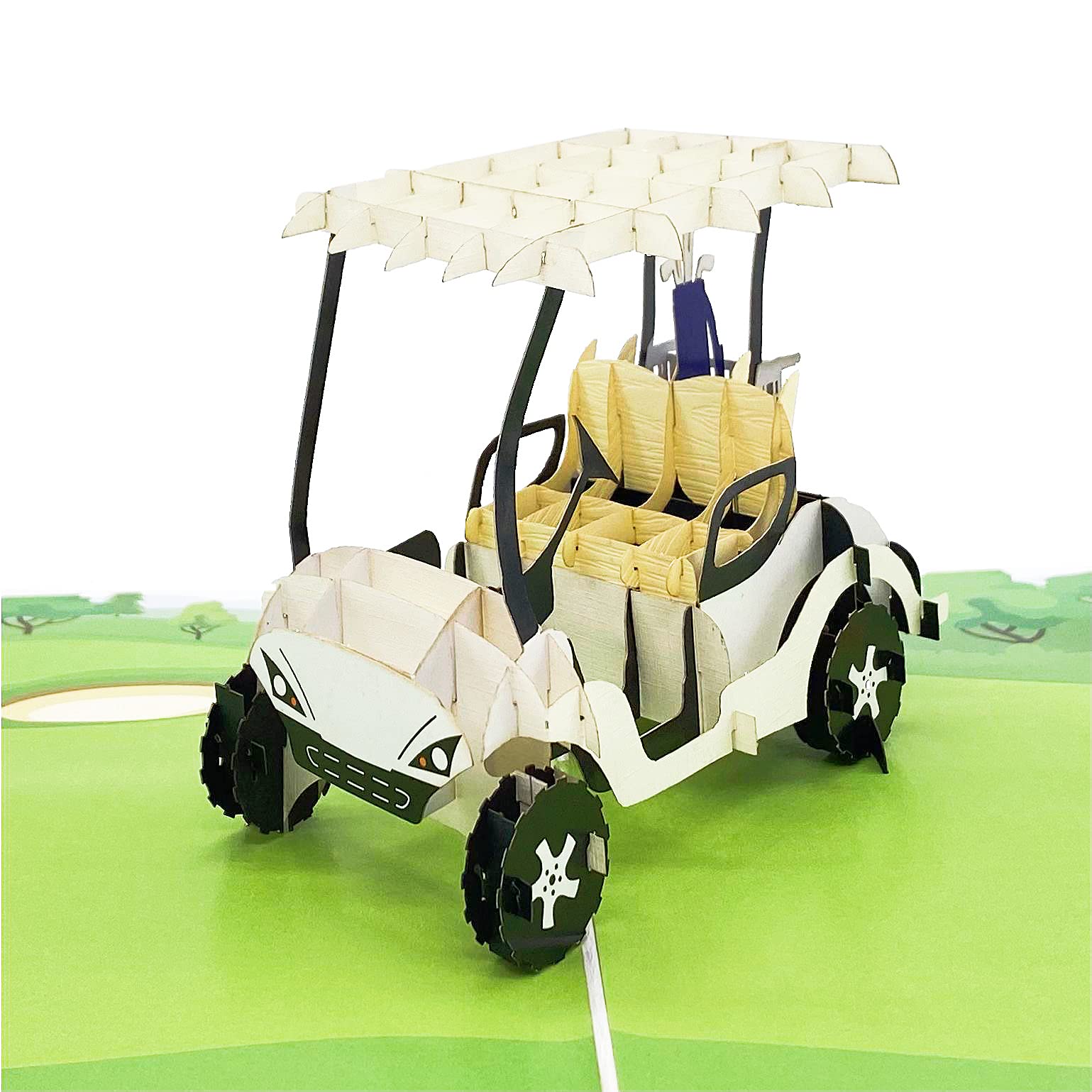 Liif 3D Pop Up Golf Cart Greeting Card - Perfect for Retirement, Birthday, Father's Day - Unique Golf Gifts for Men, Women & Golf Lovers - Great for Coworkers, Golf Tournaments & Special Occasions