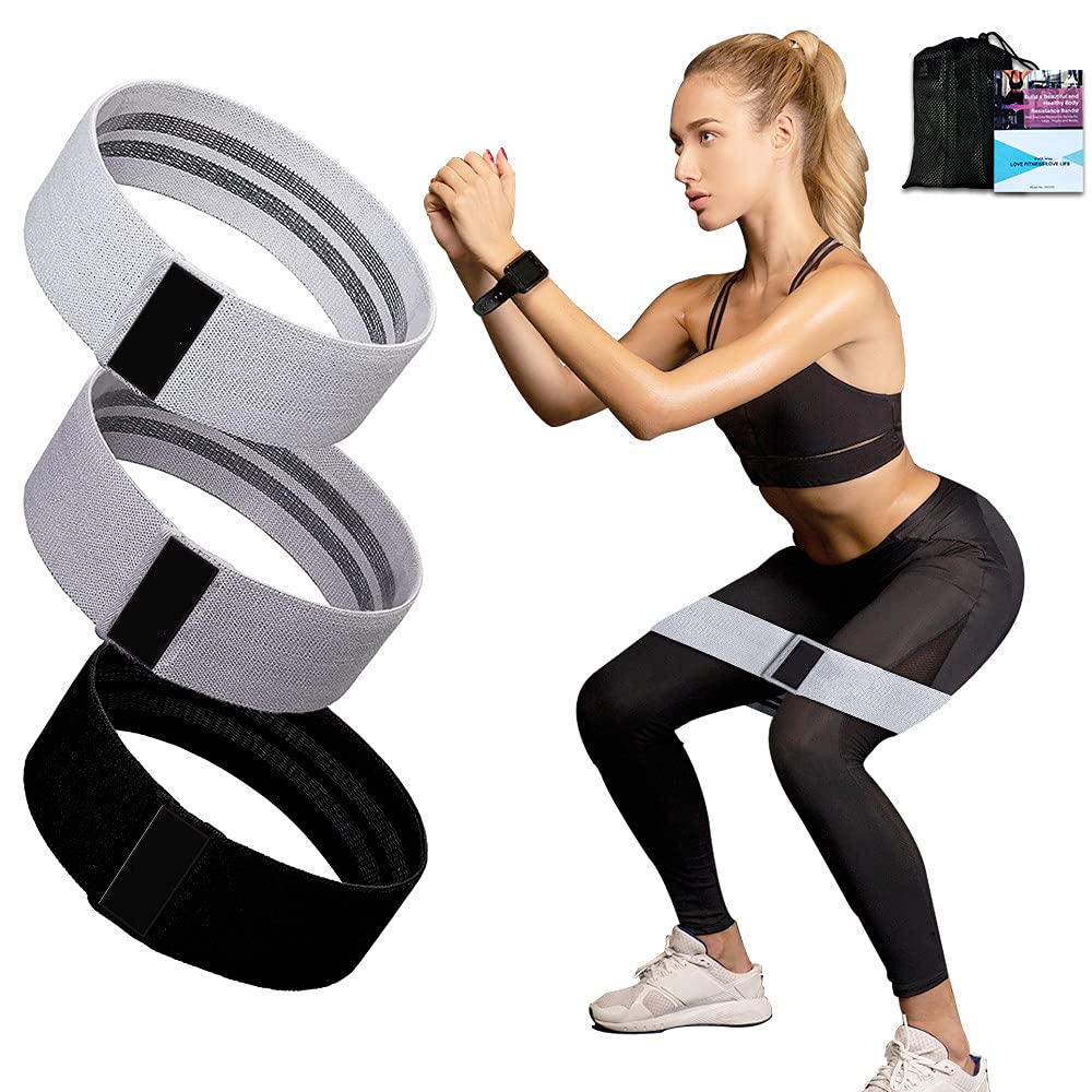 Premium Resistance Bands Set for Women & Men - Non-Slip Booty Bands for Legs, Butt & Glute Workouts - 3 Level Elastic Exercise Bands for Home Fitness, Yoga, Pilates & Gym Training - Perfect for Toning, Strength Training & Physical Therapy