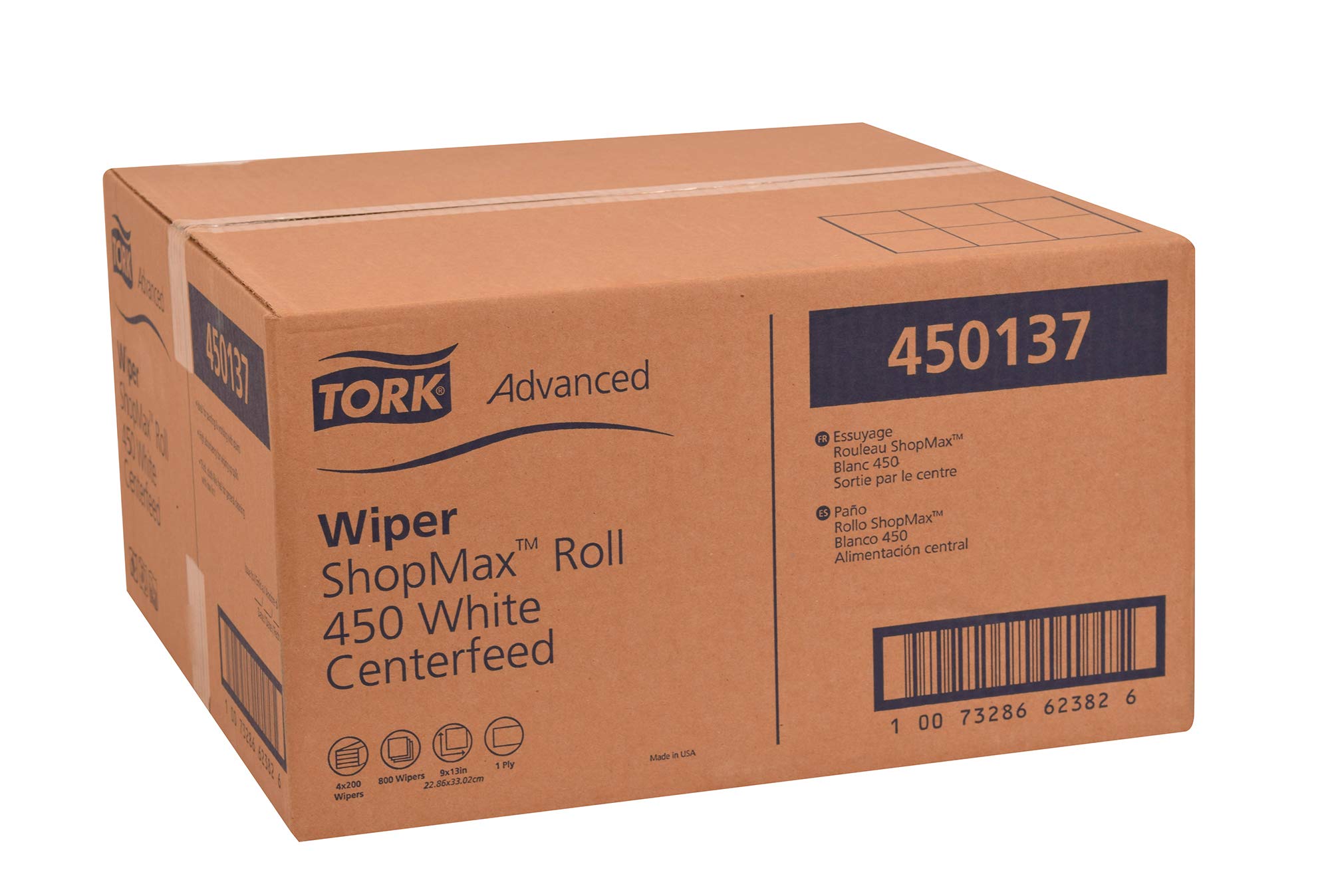 Tork ShopMax Heavy Duty Centerfeed Paper Towels - White, Self-Dispensing, High Absorbency (4 Rolls, 200 Sheets Each) - Ideal for Commercial Kitchens, Restaurants & Office Break Rooms