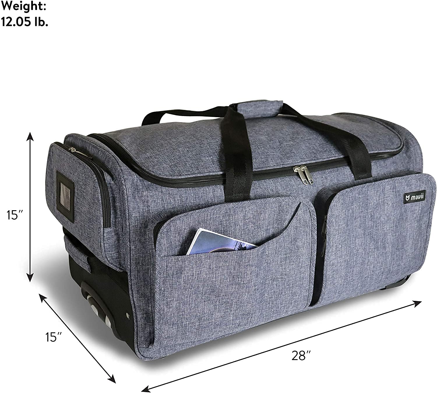**Mavii 28-Inch Rolling Duffel Dance Bag with Lightweight Aluminum Garment Rack – Portable Wheeled Upright Luggage for Dance Competitions, Travel & Performances – Easy Assembly, Heathered Gray**    *(Use Cases: Perfect for dancers, performers, and travelers needing organized storage and wrinkle-free garment transport.)*