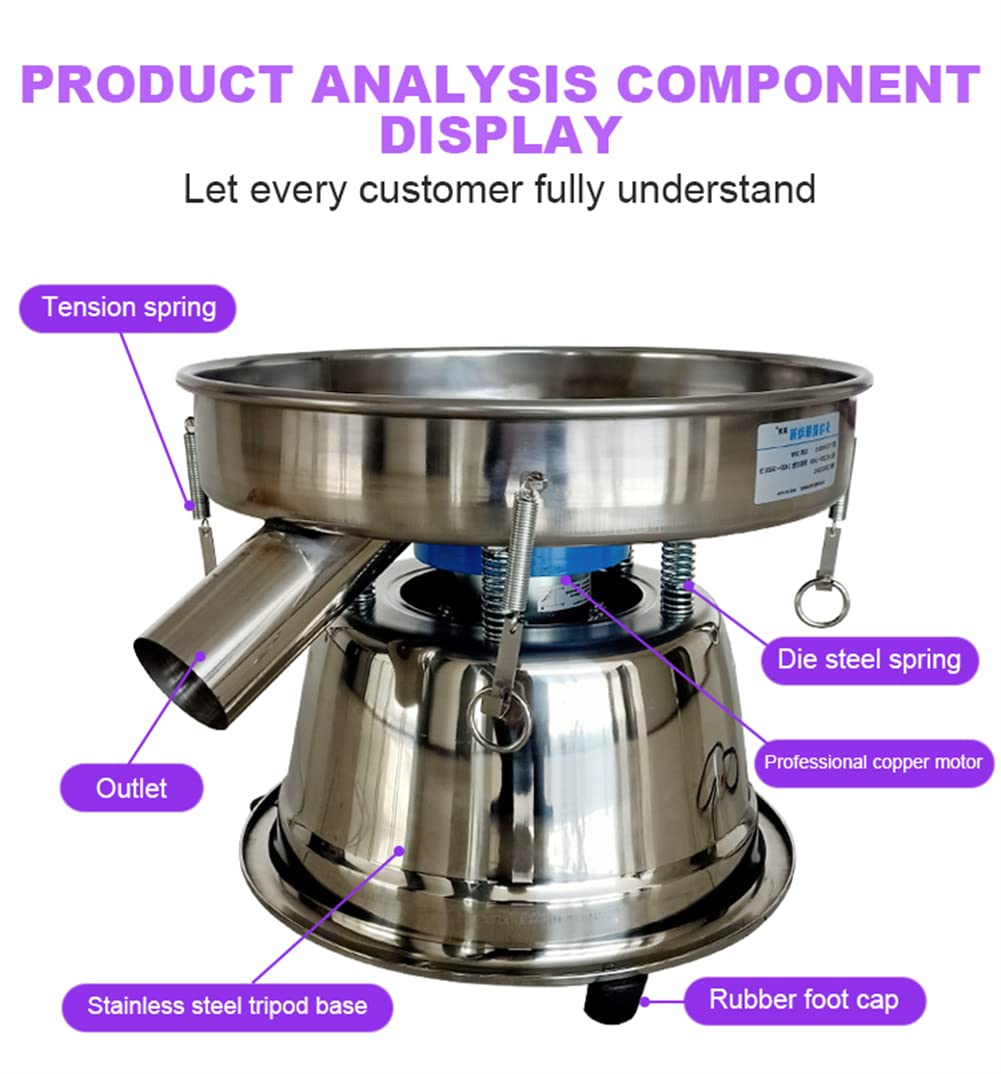 Premium Automatic Powder Sifter - Food Grade Stainless Steel Electric Sieve Shaker Machine with 50 Mesh Screen | Vibrating Sifter for Baking, Spices, Flour & Powdered Ingredients | Commercial & Home Kitchen Use