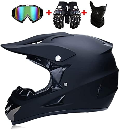 **DOT Certified Motorcycle Full Face Helmet Set with Goggles, Gloves & Face Cover – Lightweight MTB & Street Bike Helmet for Adults & Youth – Ideal for Motocross, Dirt Bike & Off-Road Riding**