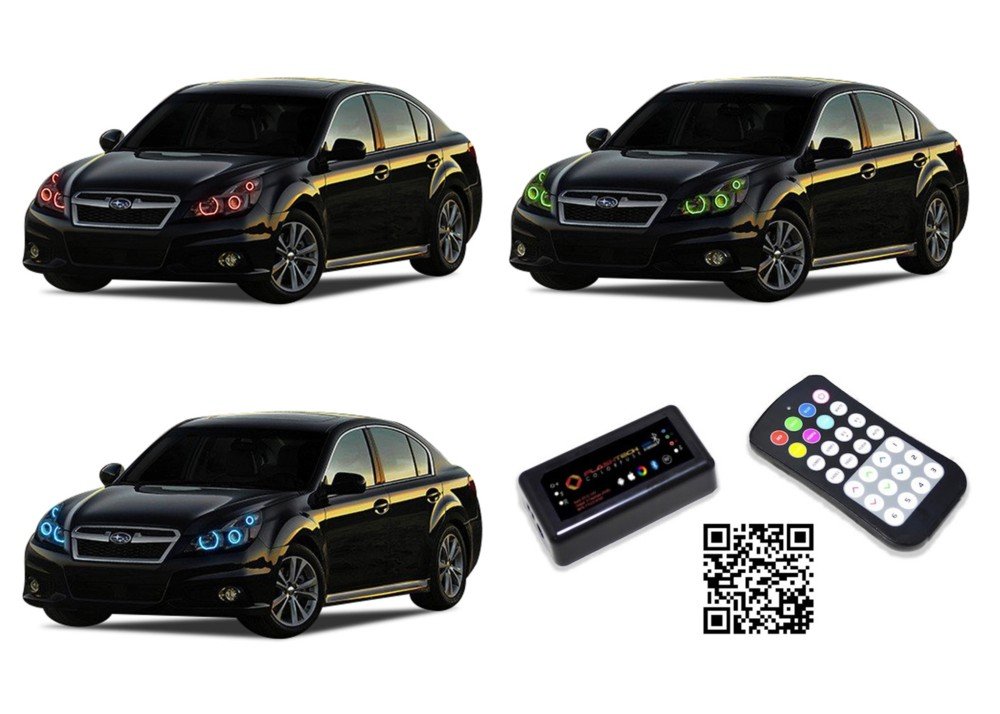 Flashtech LED RGB Multi-Color Halo Ring Headlight Kit with Bluetooth RF Remote & App Control - Compatible with Subaru Legacy 2010-2012 | Customizable Car Lighting for Night Driving & Car Shows