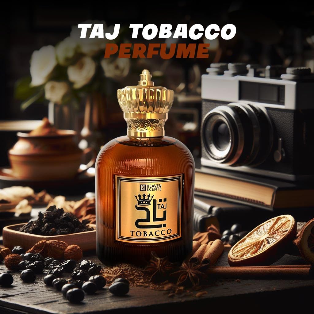 Taj Tobacco Unisex Perfume Extrait De Parfum Spray - 3.4 oz / 100ml - Long Lasting Luxury Fragrance for Men & Women - Perfect for Date Night, Special Occasions & Daily Wear
