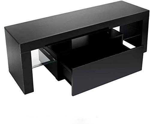 Modern TV Stand with LED Lights & Storage Drawers - 60 Inch Entertainment Center for Living Room, Home Theater - Black TV Cabinet for Flat Screen TVs | Perfect for Movie Nights & Gaming Setup