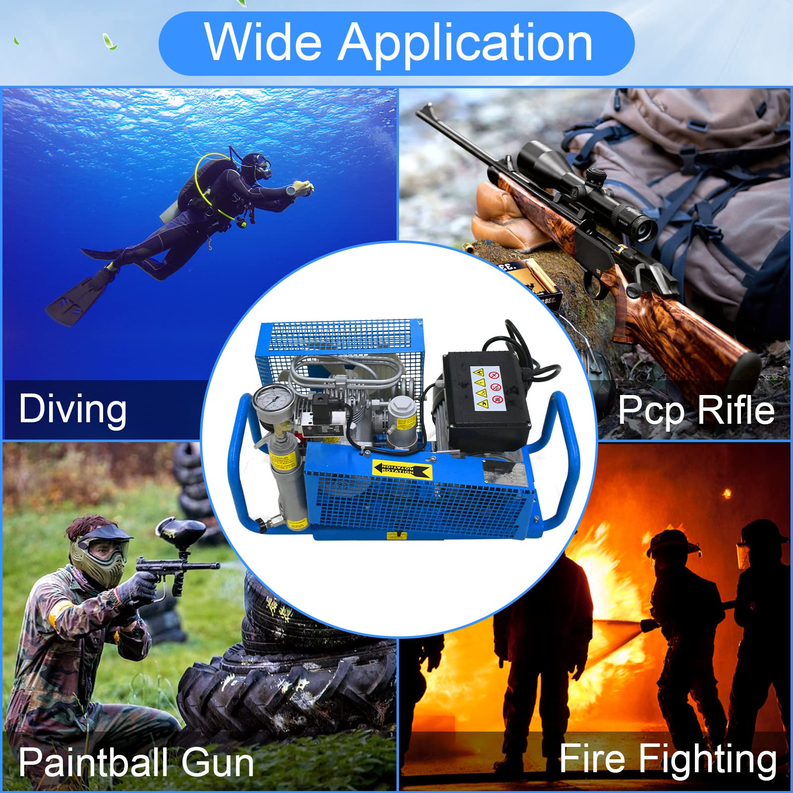 TUXING 4500Psi/300Bar High Pressure PCP Air Compressor - Manual Scuba Diving Tank Filler for PCP Rifles, Paintball Guns & Diving Equipment | Portable Air Compressor for Outdoor Sports, Hunting & Underwater Adventures