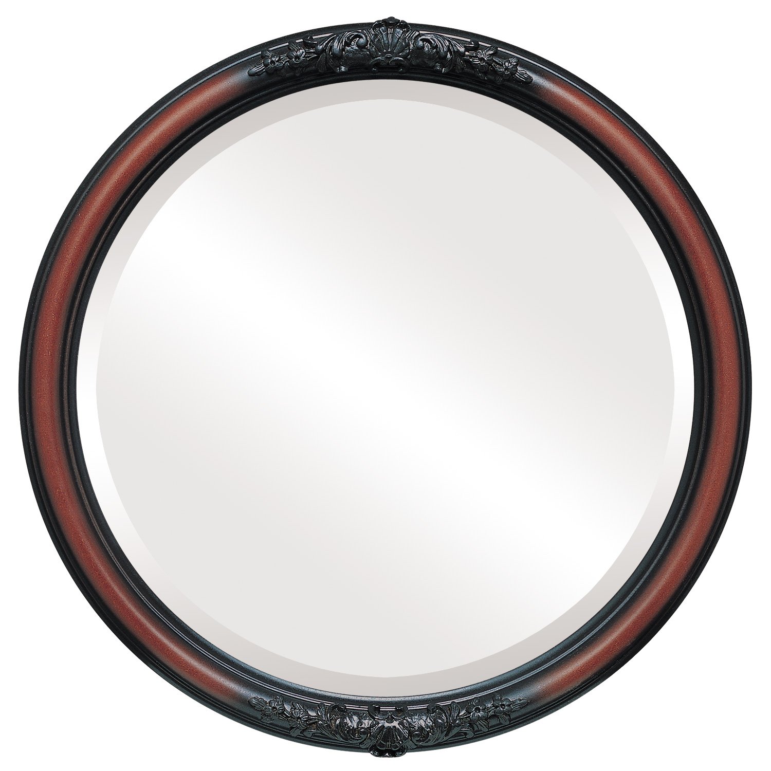 OVALCREST 26x26 Round Beveled Wall Mirror - Rosewood Contessa Style Home Decor - Perfect for Living Room, Bedroom & Entryway