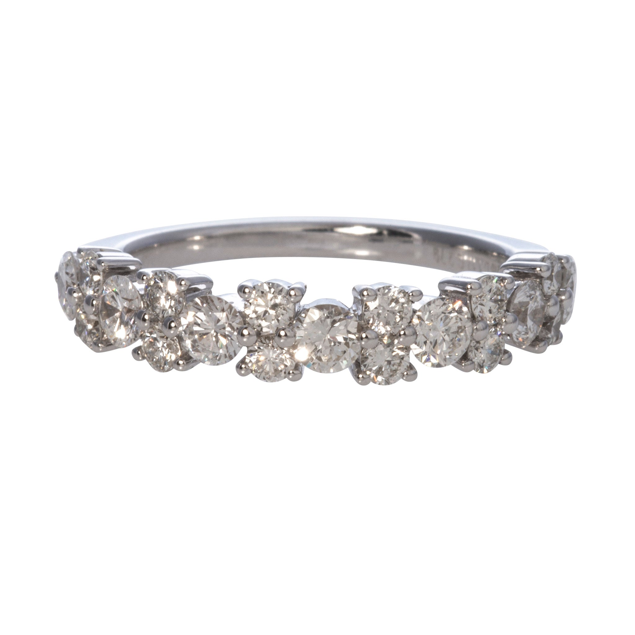1.08ctw Round Brilliant Diamond Halfway 14K White Gold Wedding Band Ring for Women - Perfect for Engagement, Anniversary & Bridal Jewelry Gifts