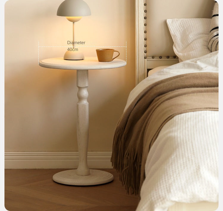 Solid Oak Wood Side Table - Cream Finish - Perfect for Living Room, Bedroom, or Office Accent Furniture