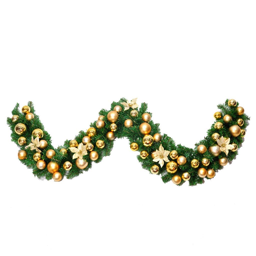 Festive Christmas Wreath 2.7m Rattan Holiday Decor - Gold & Silver (2-Pack) | Perfect for Front Door, Fireplace & Holiday Party Decorations