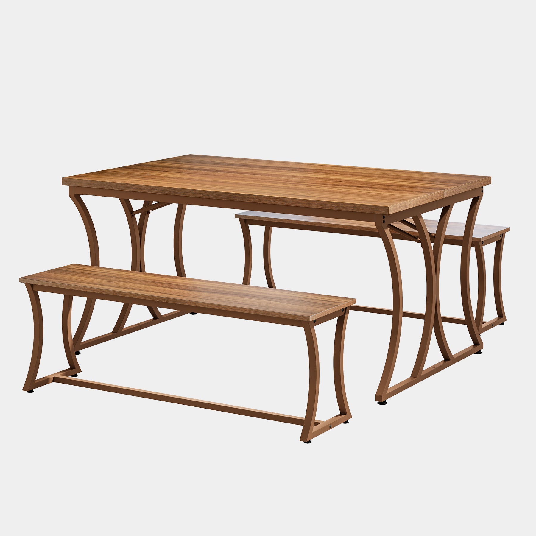 4-Piece 51-Inch Dining Table Set with 2 Benches & Table Runner - Modern Kitchen Furniture for Small Spaces, Perfect for Breakfast Nook, Apartment Dining or Outdoor Patio
