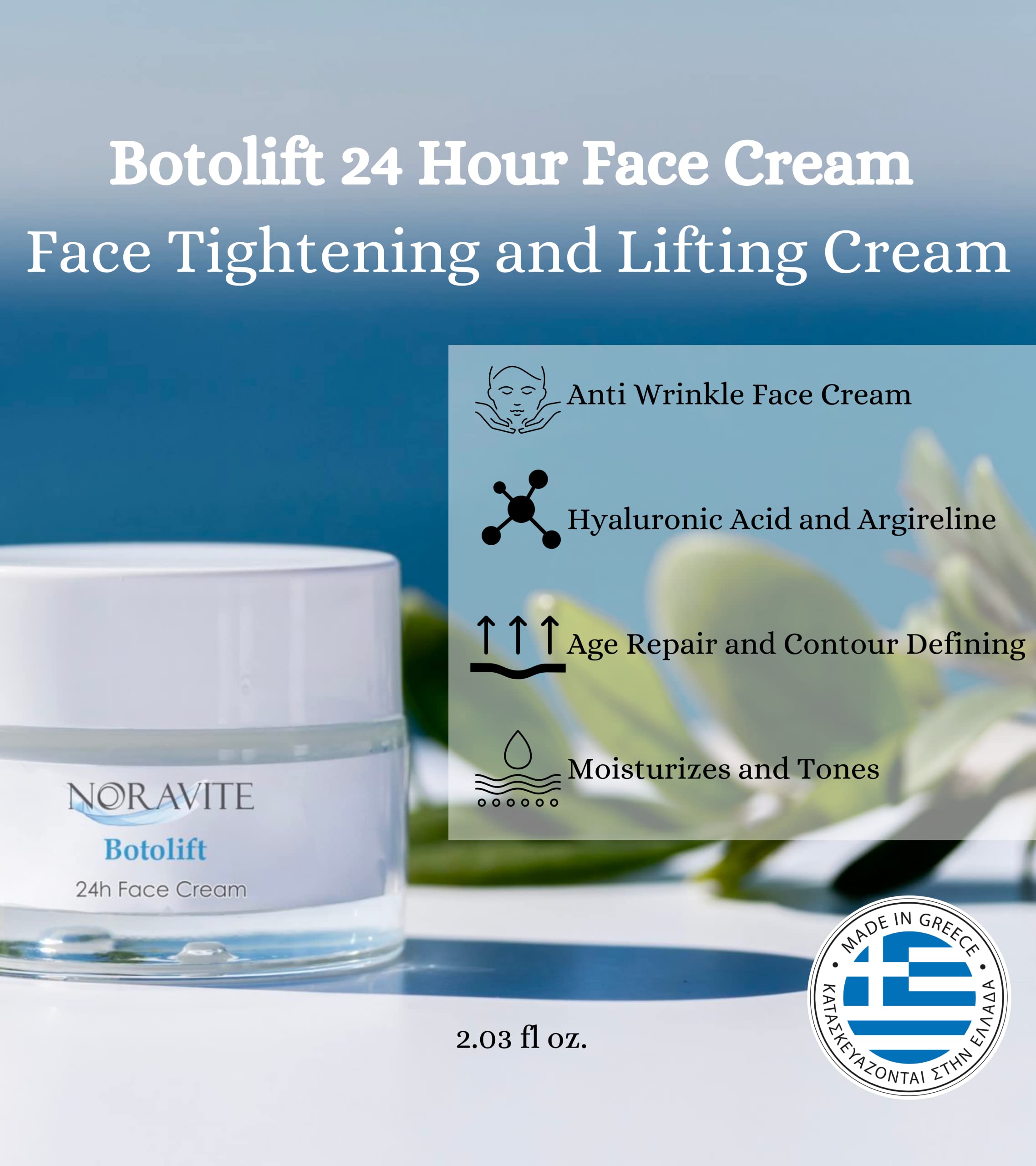 ORIGINAL Botolift Face Tightening & Lifting Cream - Anti-Wrinkle Treatment with Hyaluronic Acid & Argireline | Age Repair Moisturizer for Women & Men | Made in Greece | Perfect for Daily Skincare Routine & Nighttime Anti-Aging Care