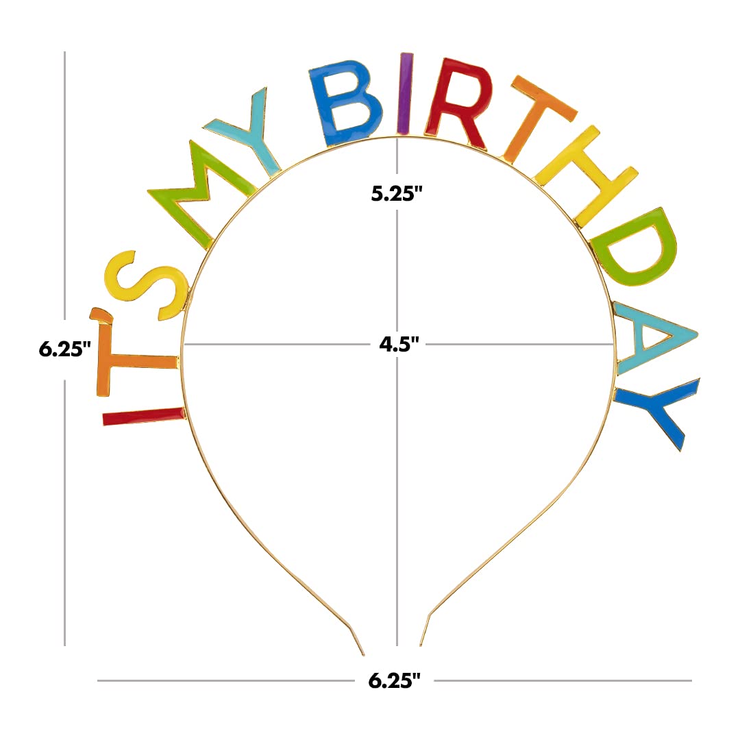 Andaz Press Gold Birthday Headband with Rainbow Letters for Women, Girls & Kids - Sparkly Hair Accessory for Birthday Parties, Photo Shoots & Celebrations - 1 Pack