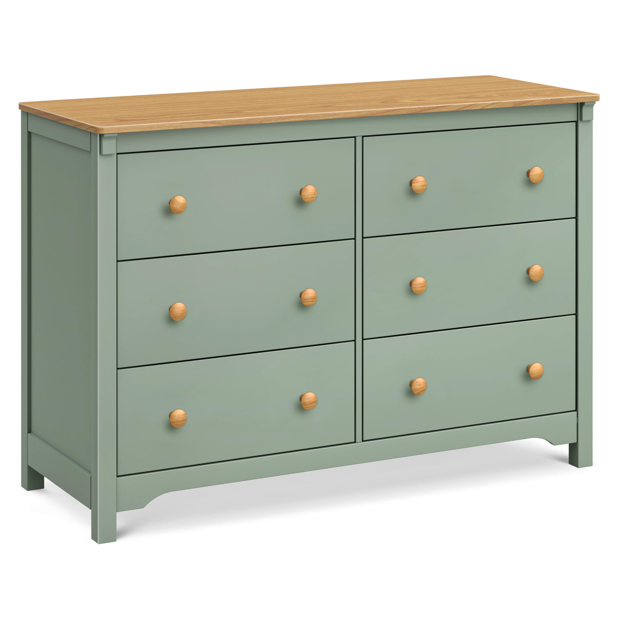 DaVinci Shea 6-Drawer Dresser in Light Sage & Honey - GREENGUARD Gold Certified Non-Toxic Nursery Furniture for Baby & Kids Room Organization