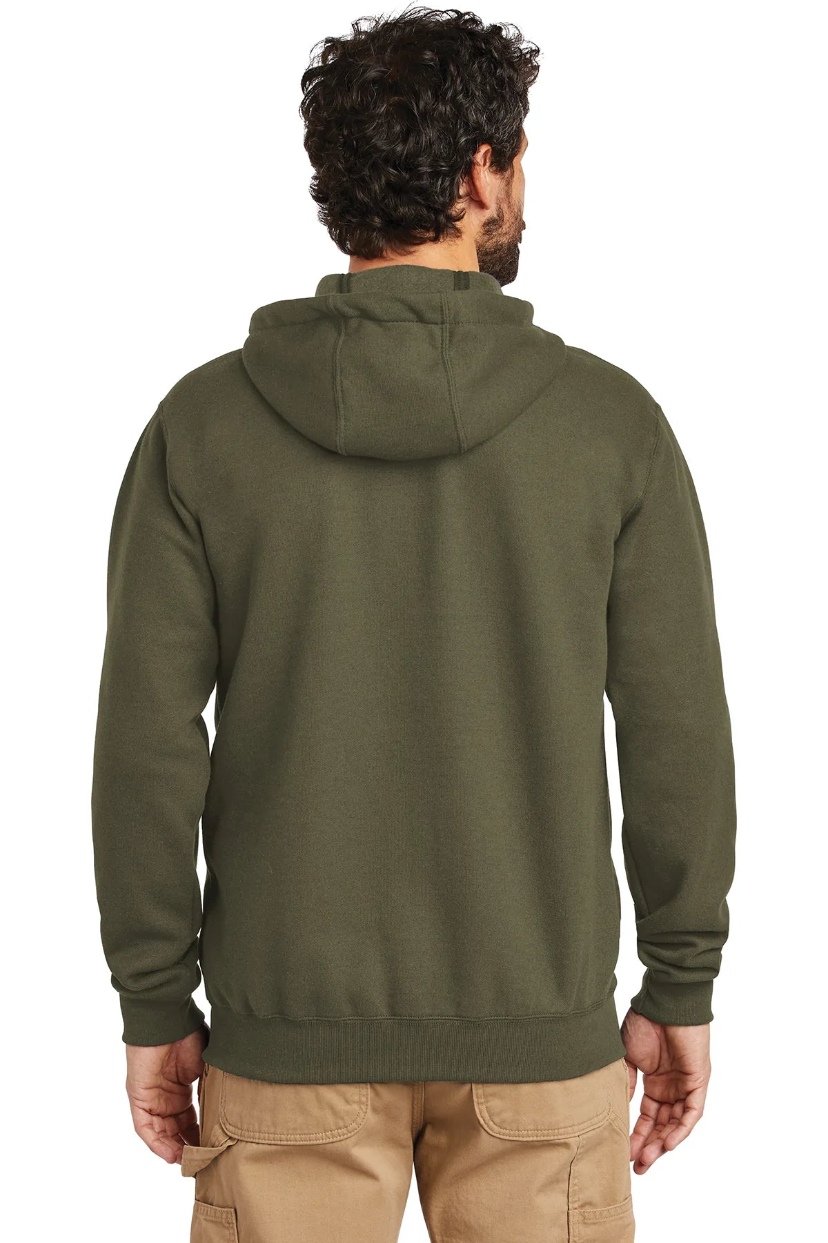 Carhartt Midweight Zip-Up Hoodie for Men & Women - Moss Green Fleece Pullover with Front Pockets | Outdoor Work, Casual Wear & Layering